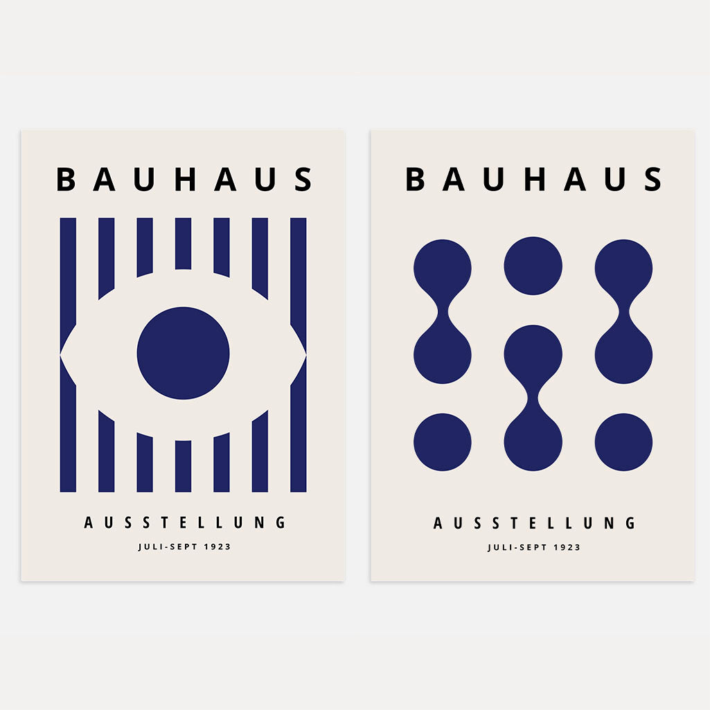 Bauhaus Deep Navy Poster Set of 2