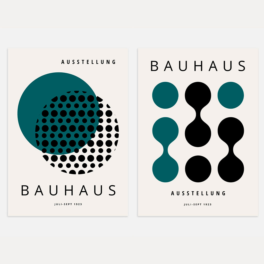 Bauhaus Black Green Posters Set of 2