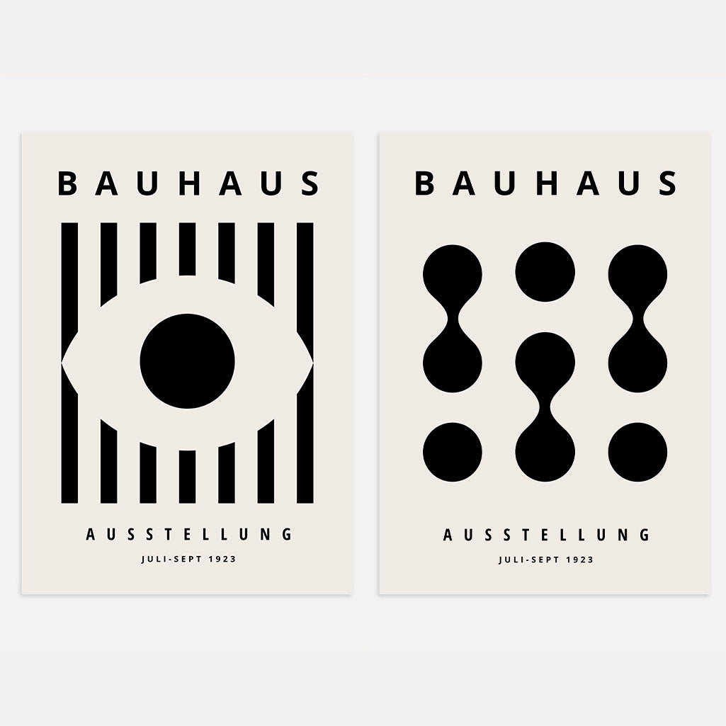 Bauhaus Black and Beige Poster Set of 2