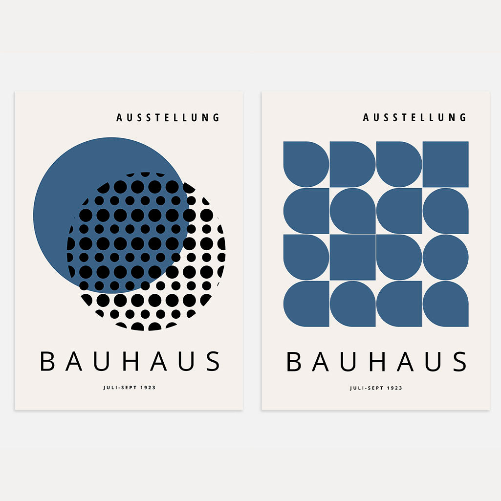Bauhaus Navy Minimal Poster Set of 2