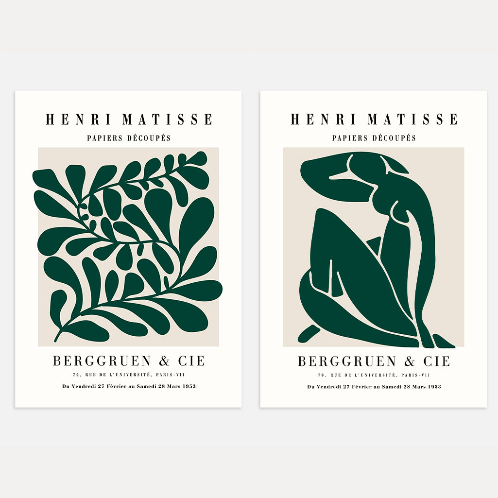Set of 2 Matisse Deep Green Forms Posters