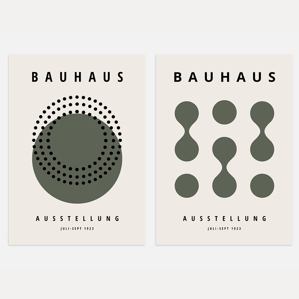 Bauhaus Olive Forms Poster Set of 2