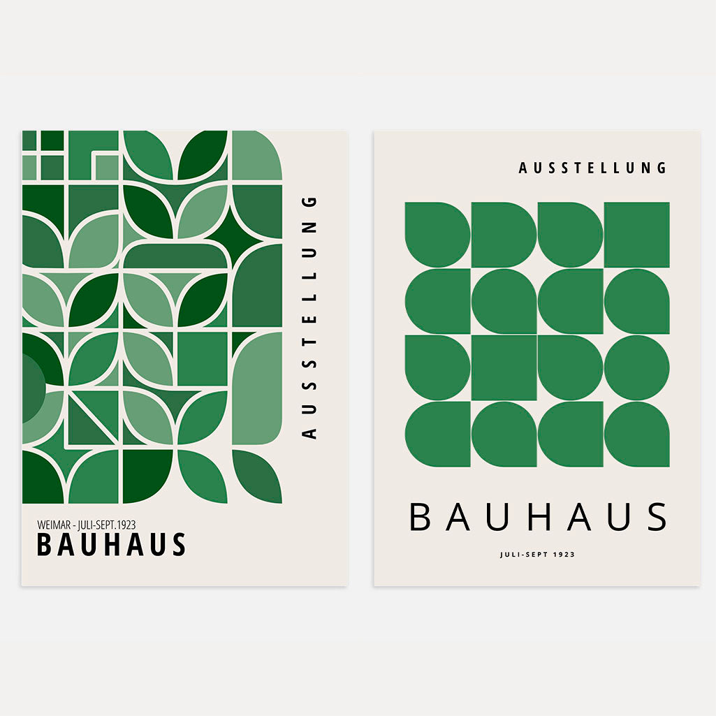 Green Bauhaus Poster Set of 2