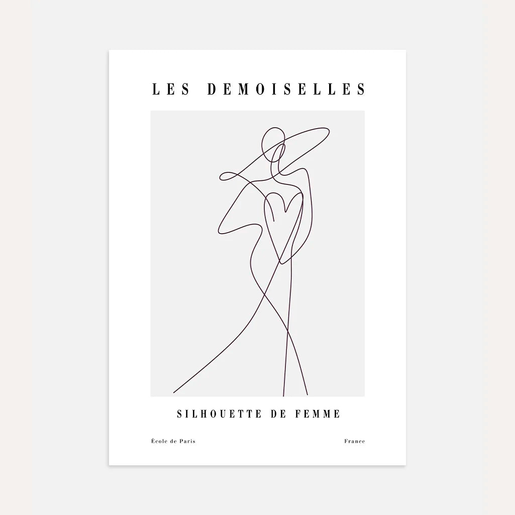Line Art Dancing Figure Poster