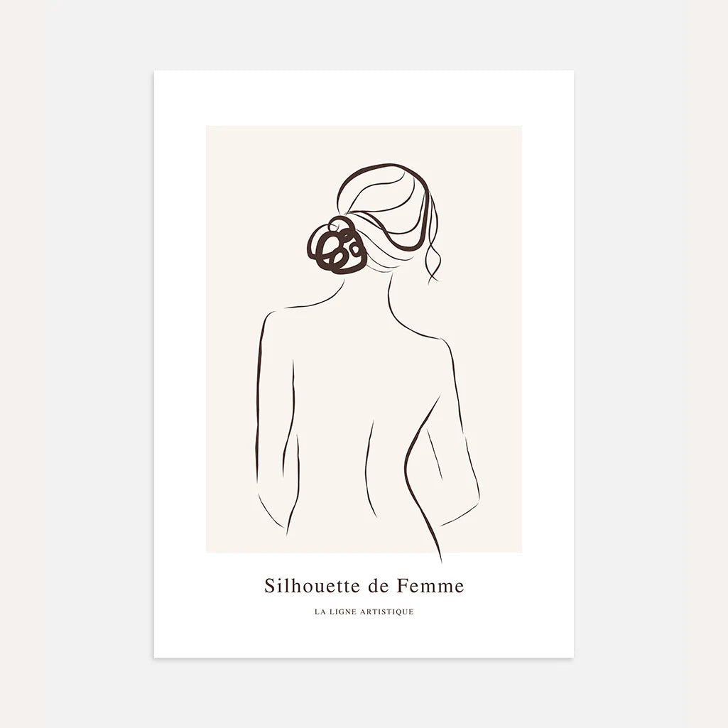 Line Art Back View Female Poster