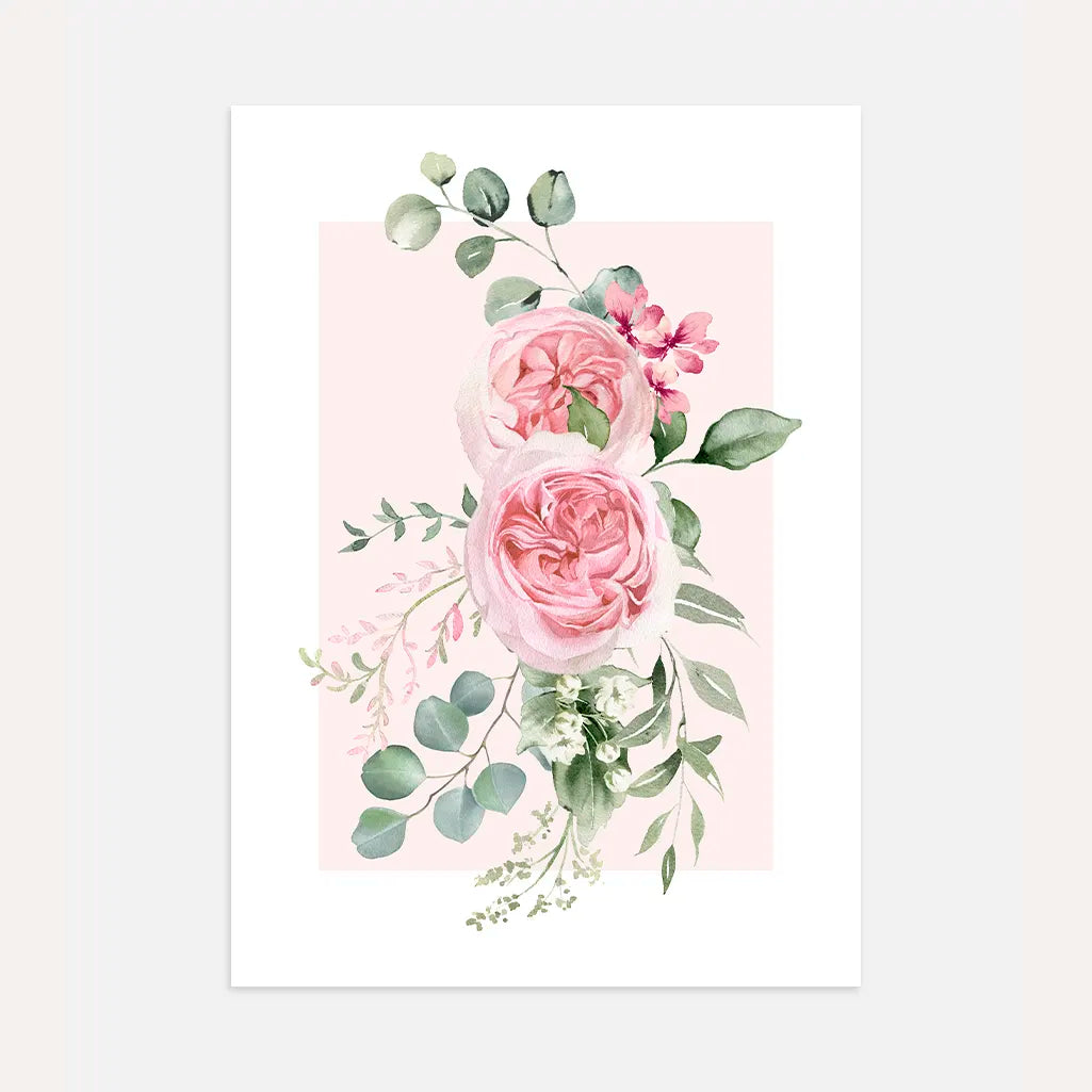 Pastel Roses & Eucalyptus Poster