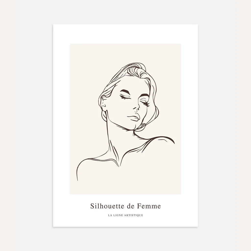Soul Silence Female Face Line Art Poster