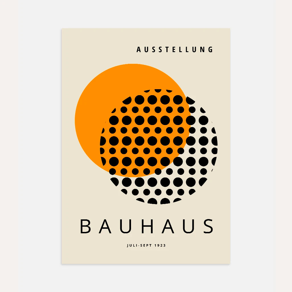 Bauhaus Orange Circle & Dots Poster