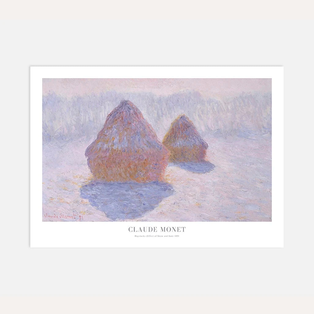 Claude Monet Haystacks Snow and Sun Poster