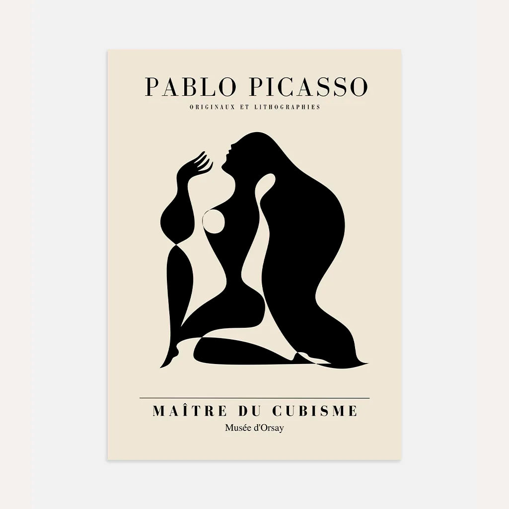 Picasso-Inspired Black Form Poster