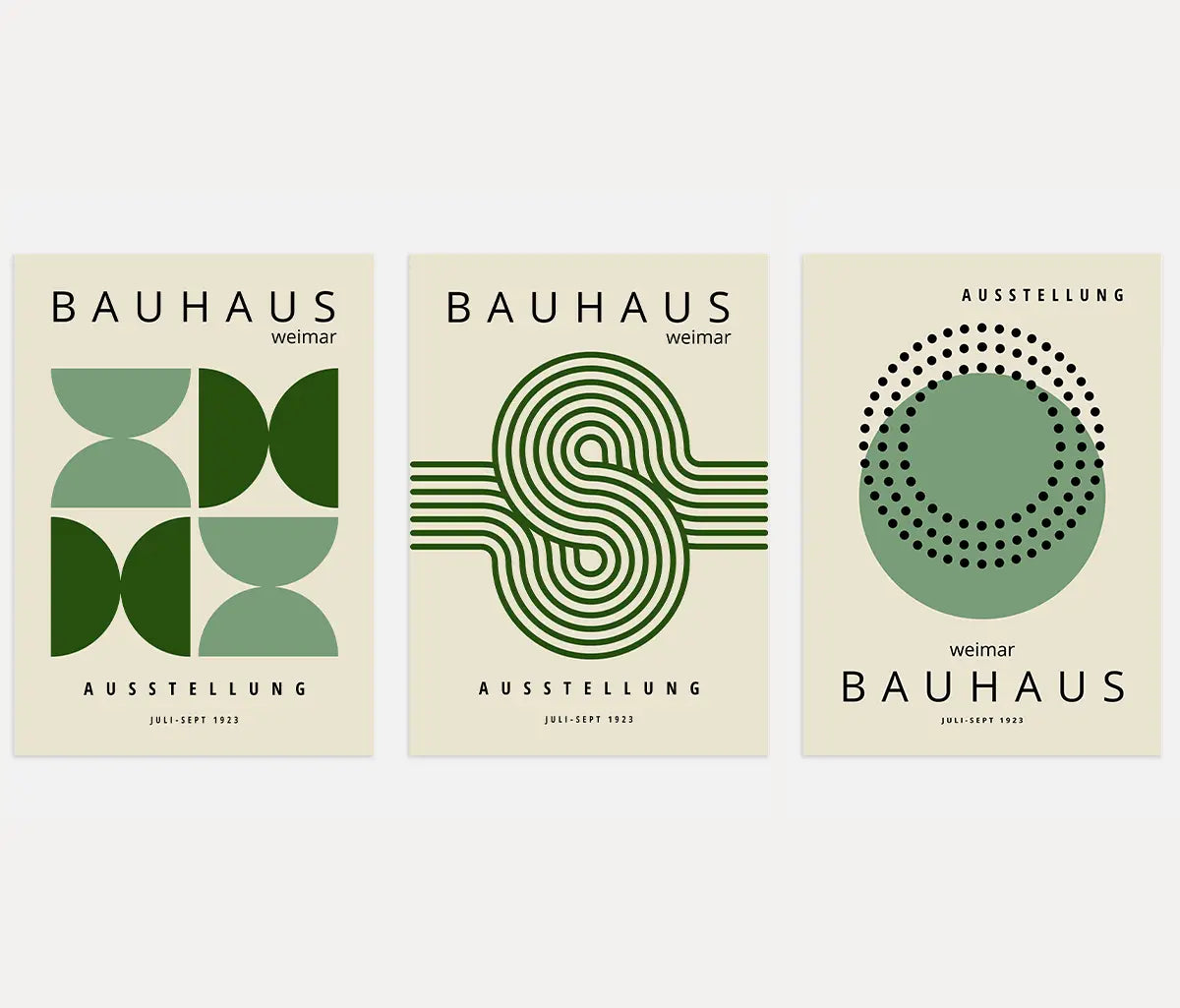 Weimar Green Rhythm Bauhaus Poster Set of 3