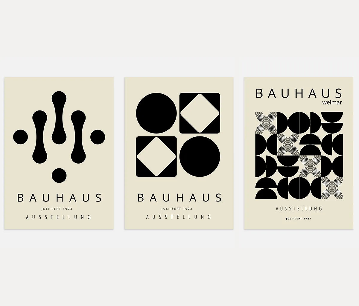 Black Form Module Bauhaus Poster Set of 3