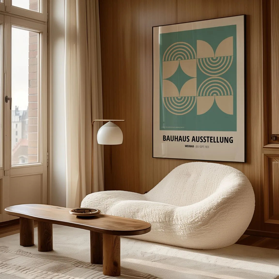 Bauhaus Green-Beige Symmetry Poster