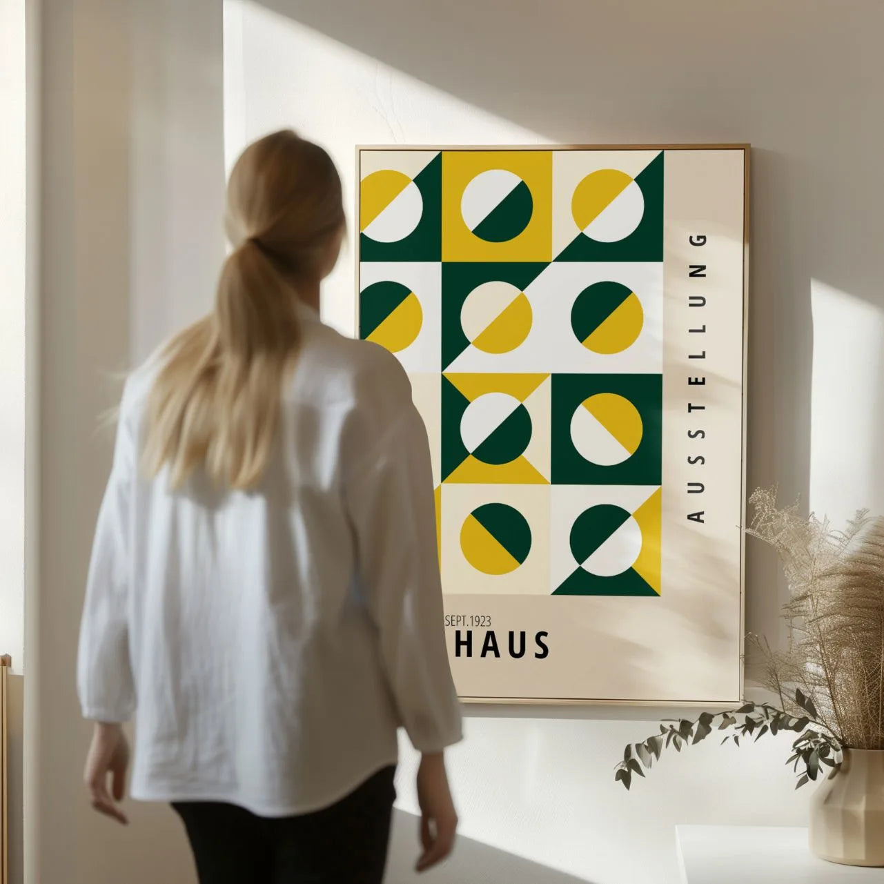 Bauhaus Green & Gold Geometry Poster