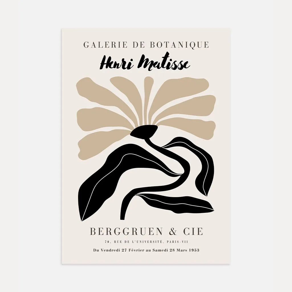 Henri Matisse Black-Beige Flower Poster