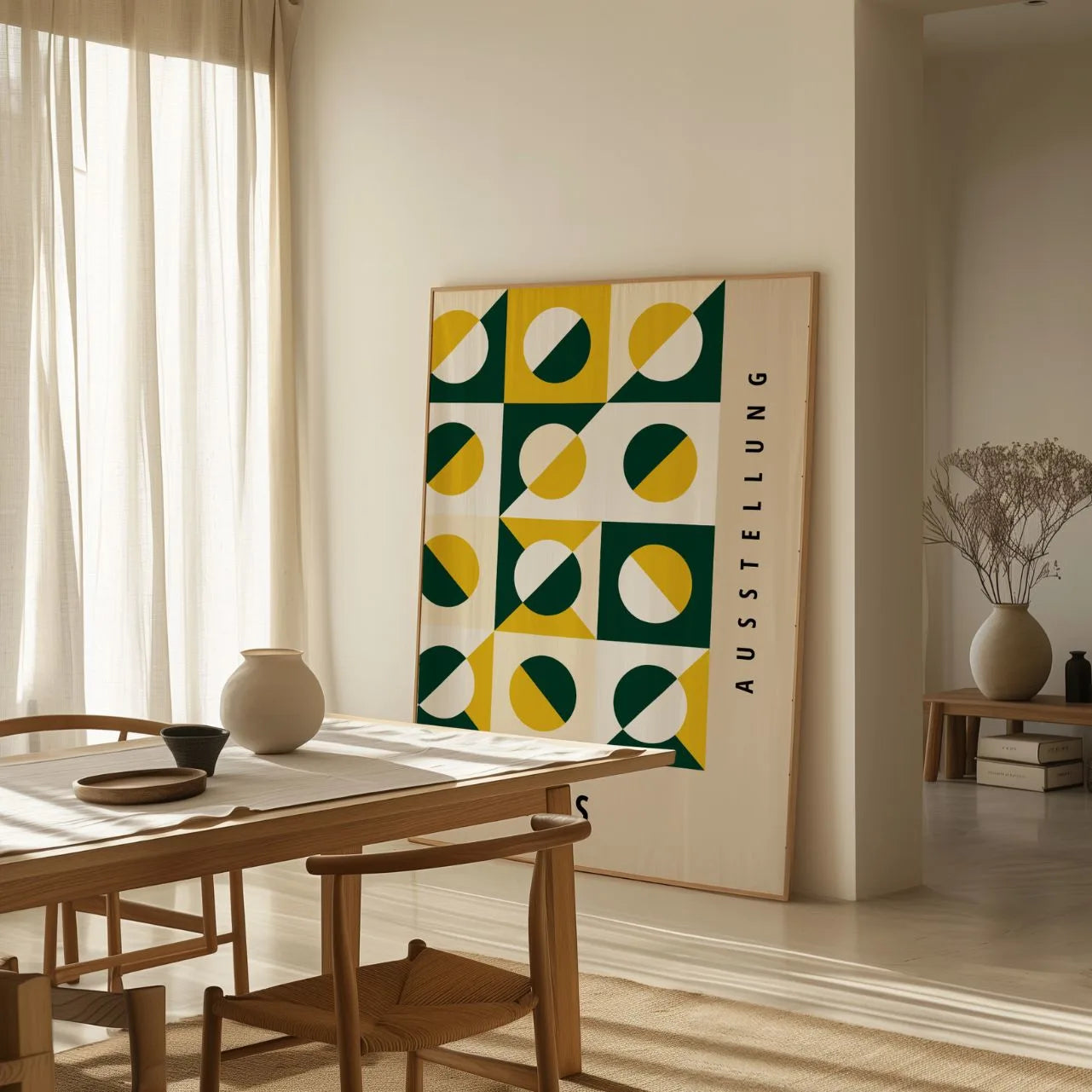 Bauhaus Green & Gold Geometry Poster