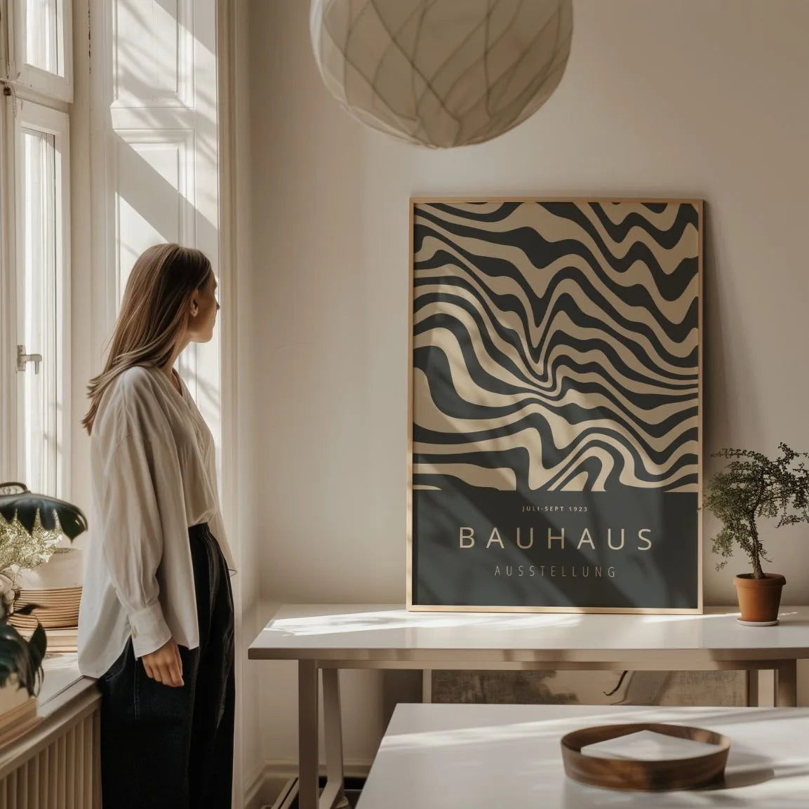 Bauhaus Abstract Wave Lines Poster