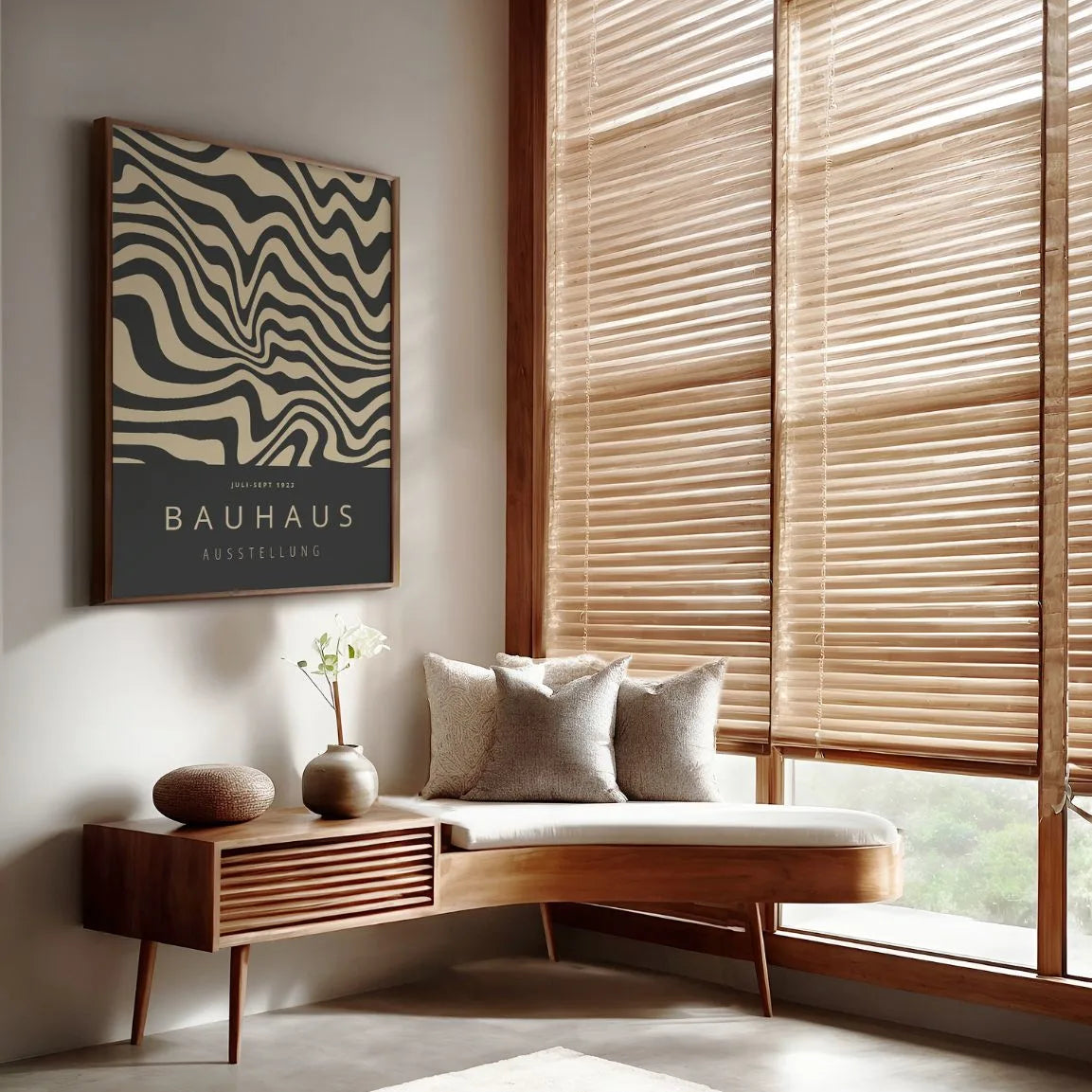 Bauhaus Abstract Wave Lines Poster