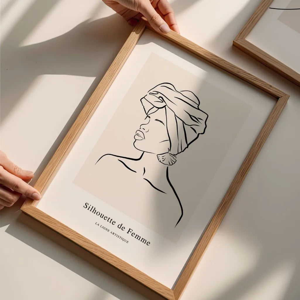 Line Art Woman in Turban Poster
