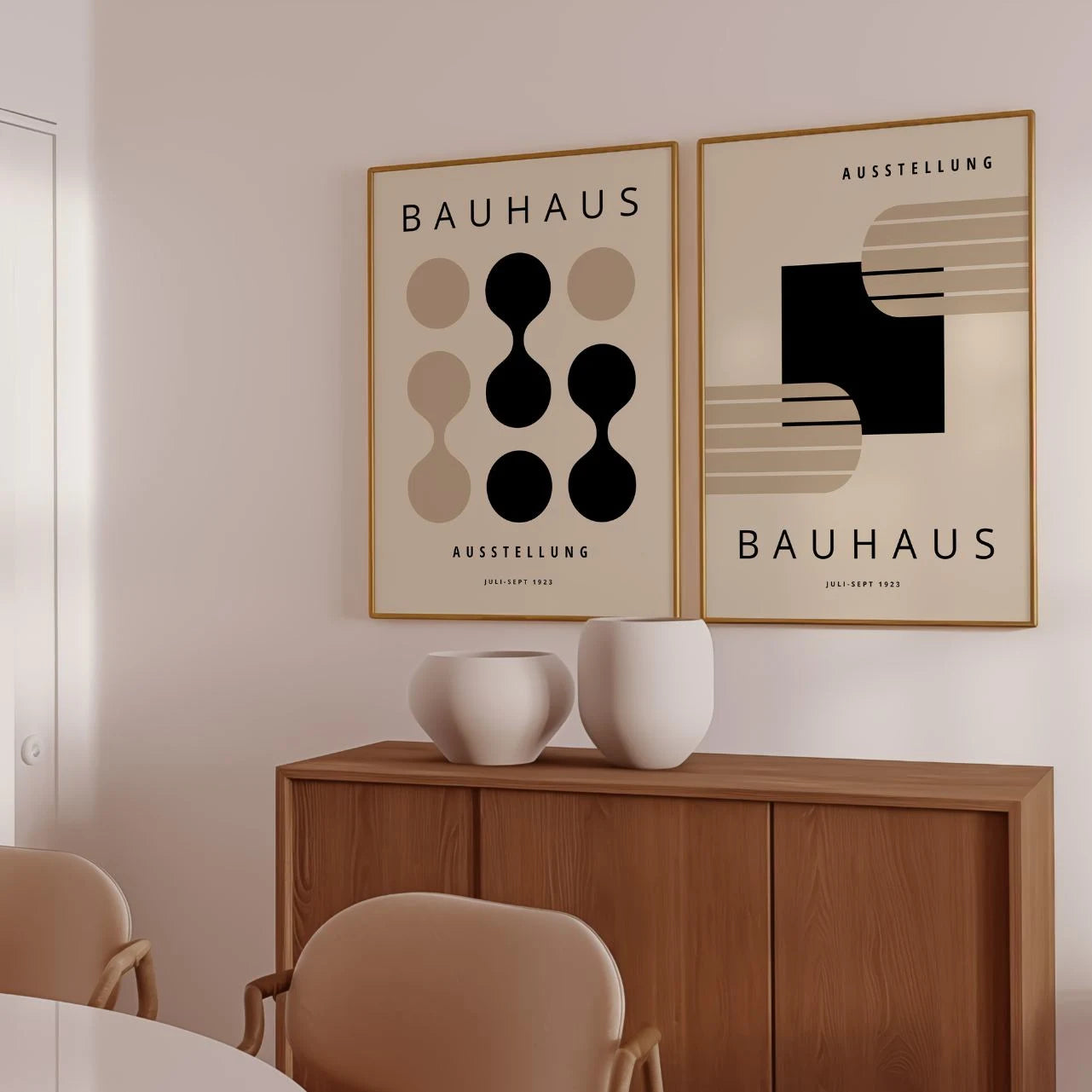 Bauhaus Beige Geometry Poster Set