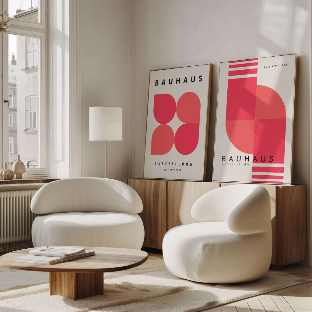 Bauhaus Pink Poster Set of 2