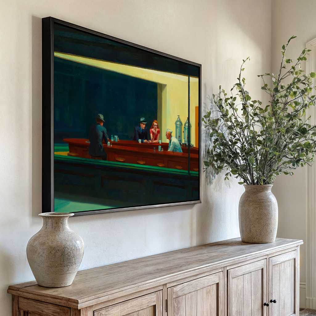 Framed Canvas Print Nighthawks