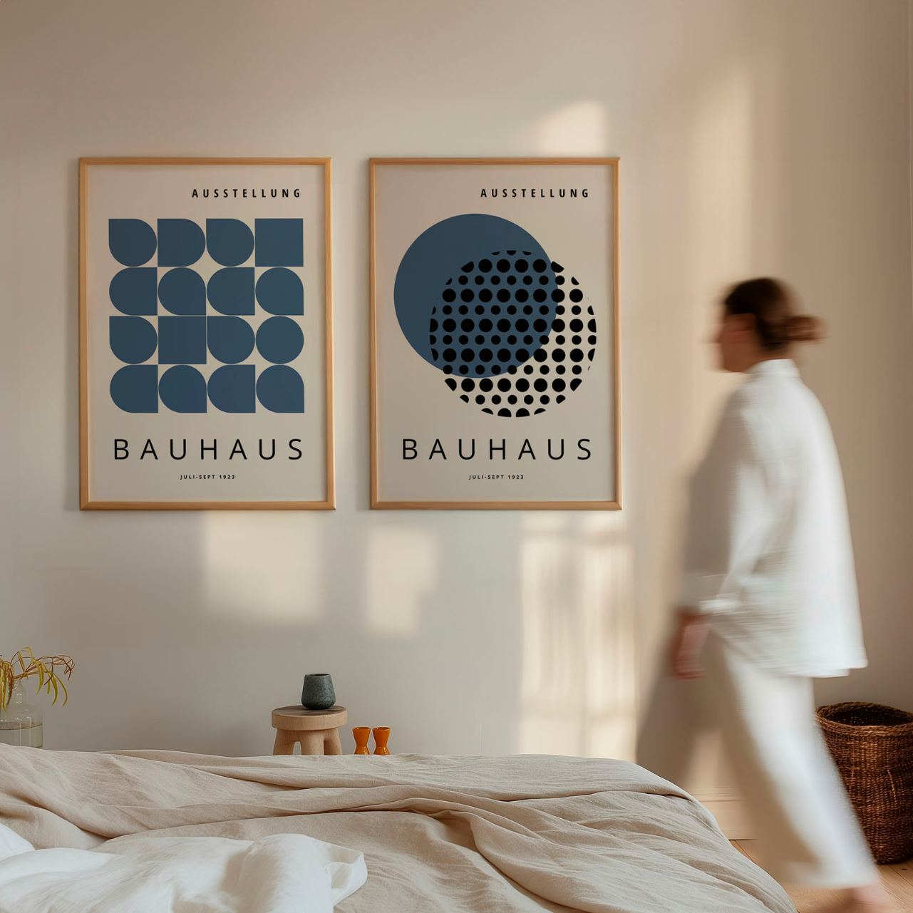 Bauhaus Navy Minimal Poster Set of 2