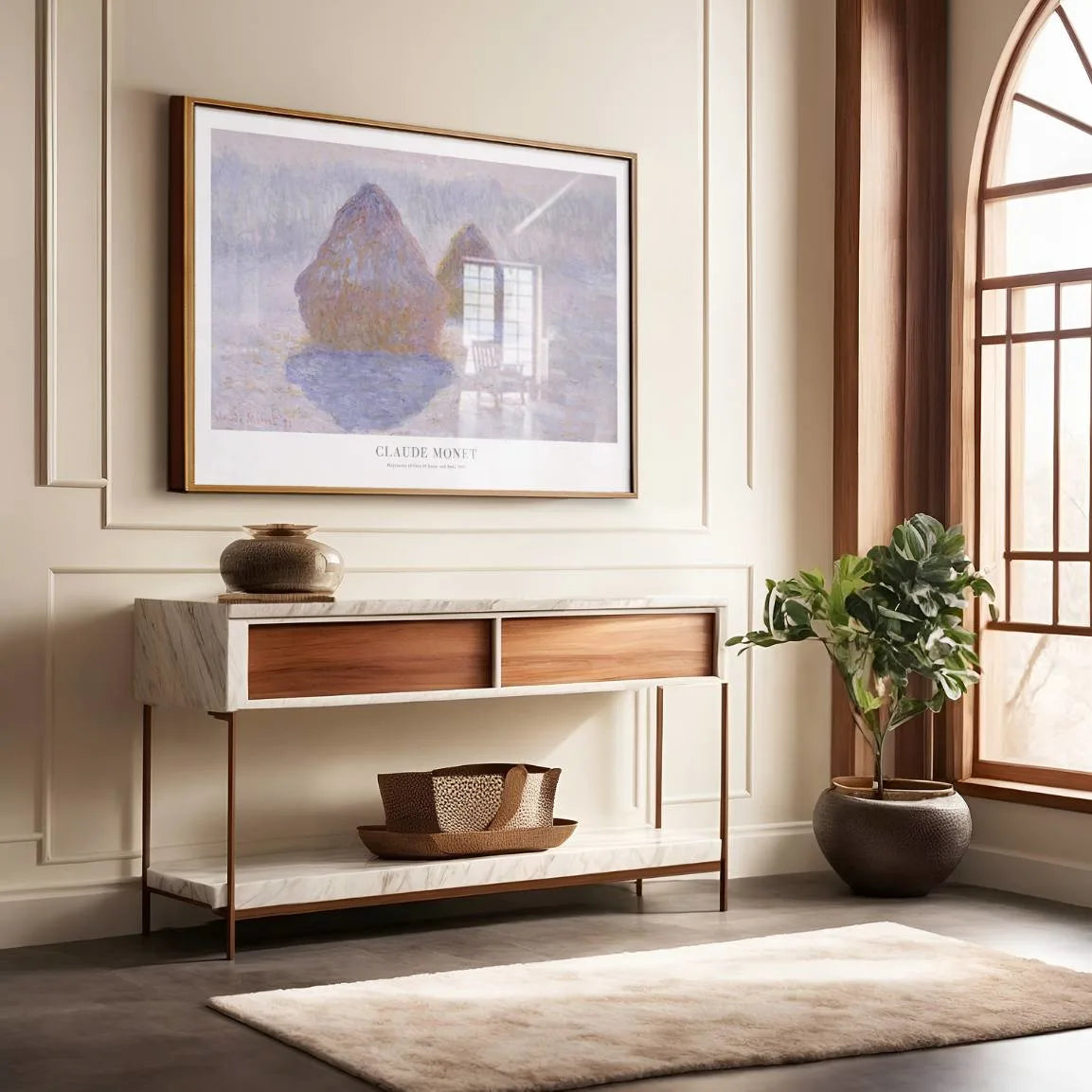 Claude Monet Haystacks Snow and Sun Poster