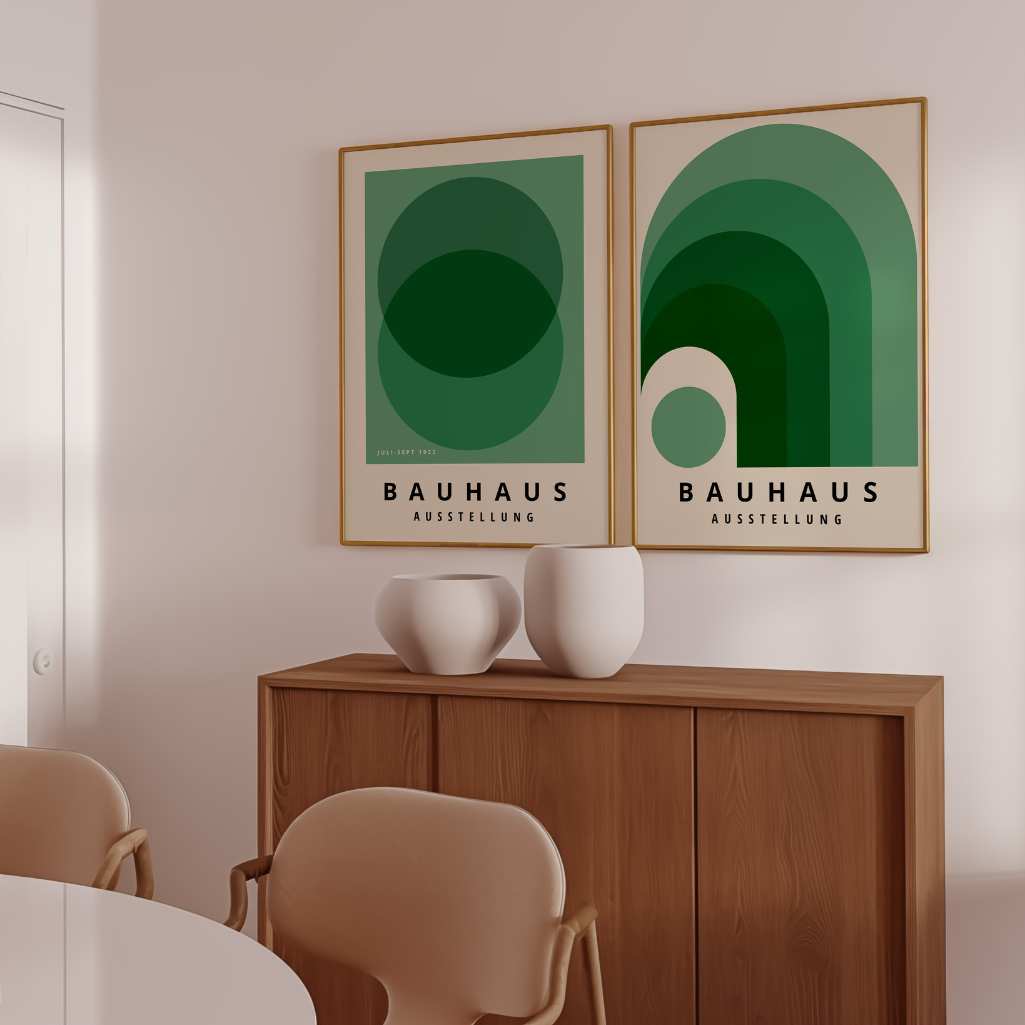 Bauhaus Green Poster Set of 2