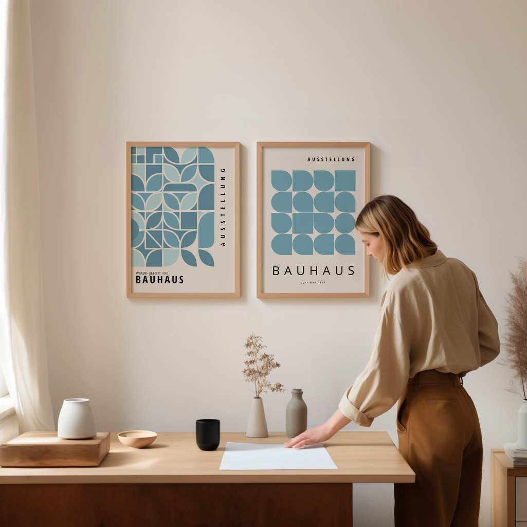 Bauhaus Blue Poster Set of 2