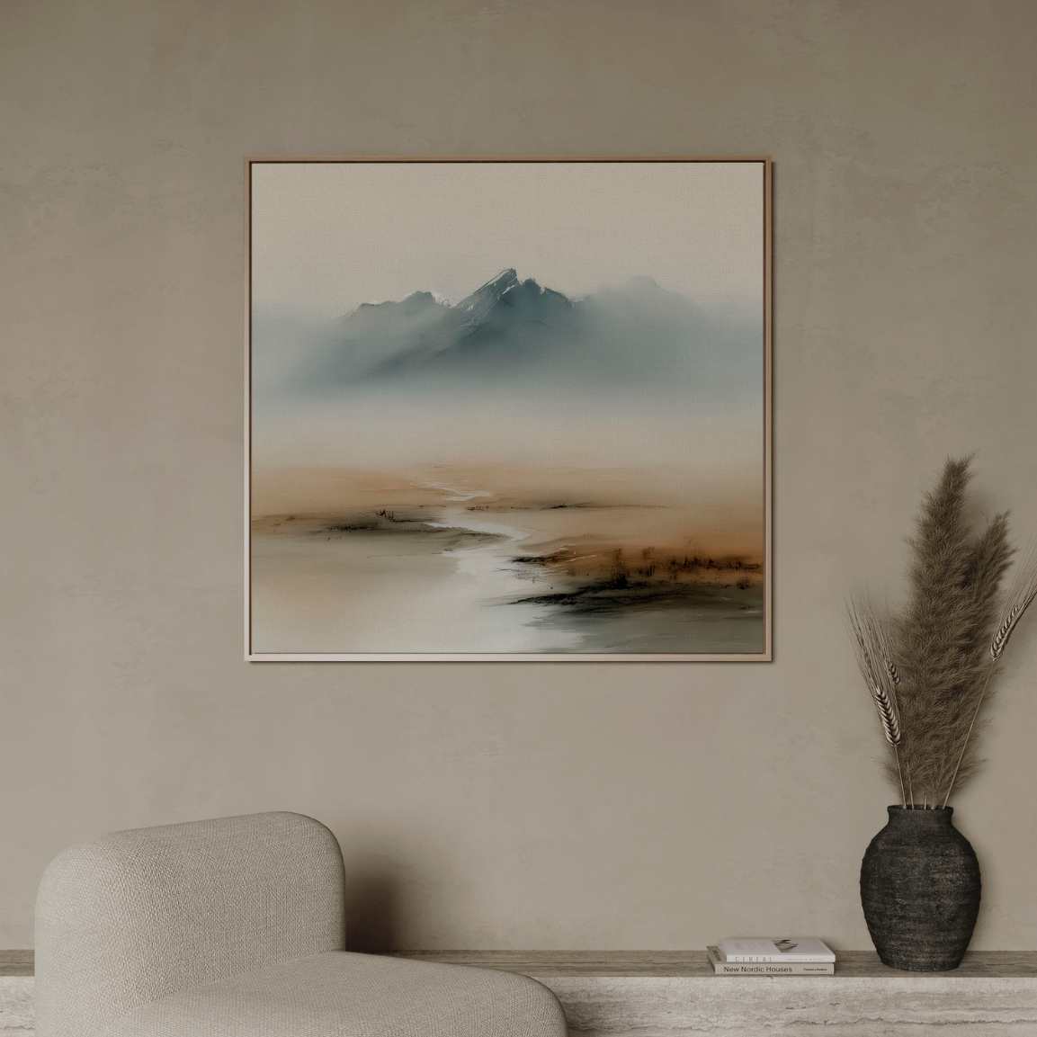 Framed Canvas Print Japandi Mountains