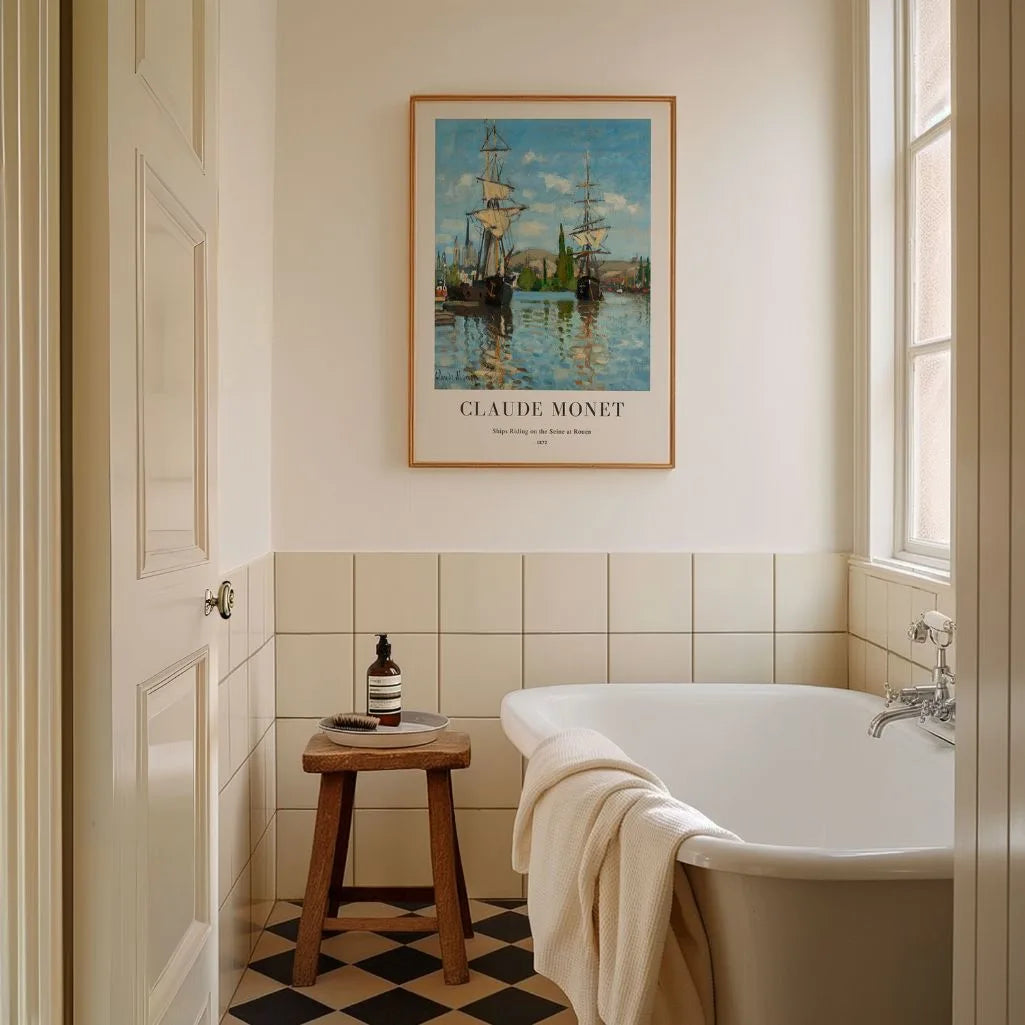 Claude Monet Rouen Ships on the Seine Poster