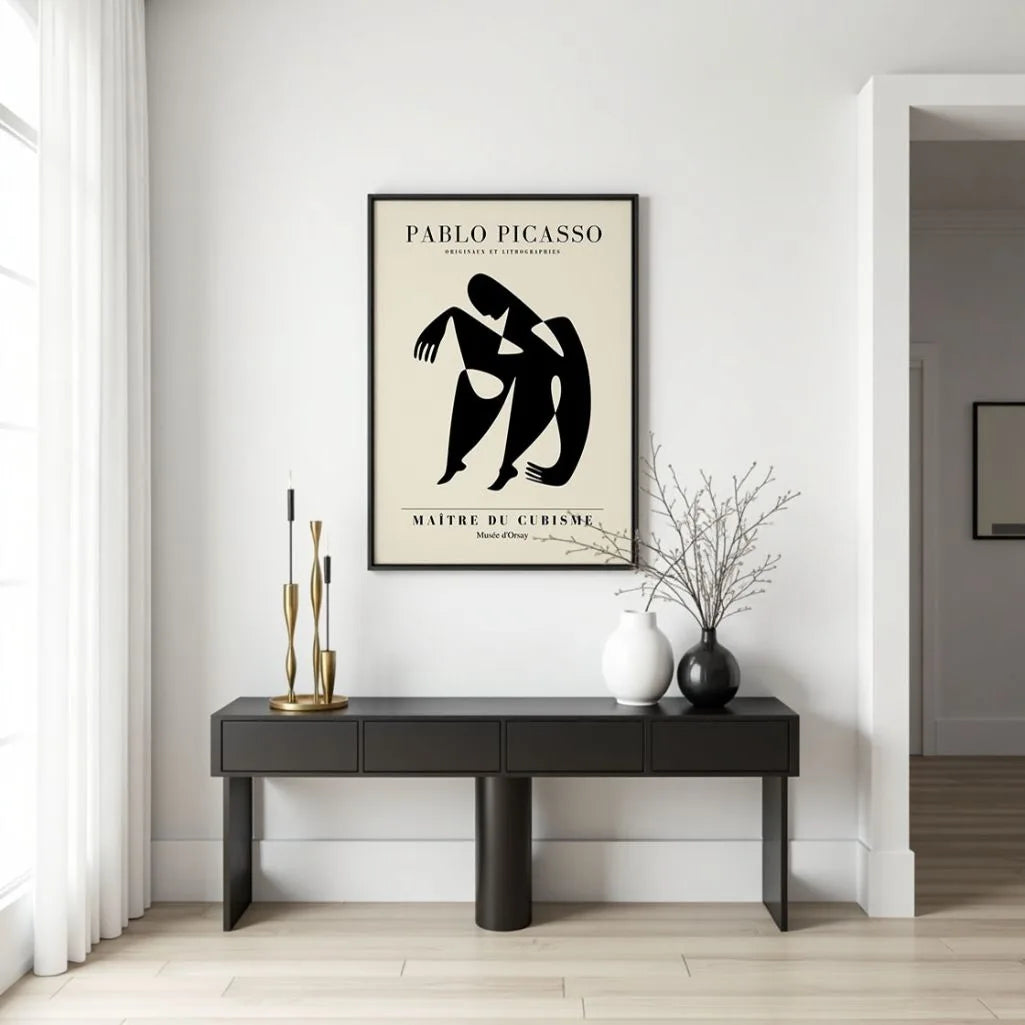 Picasso-Inspired Black Silhouette Poster