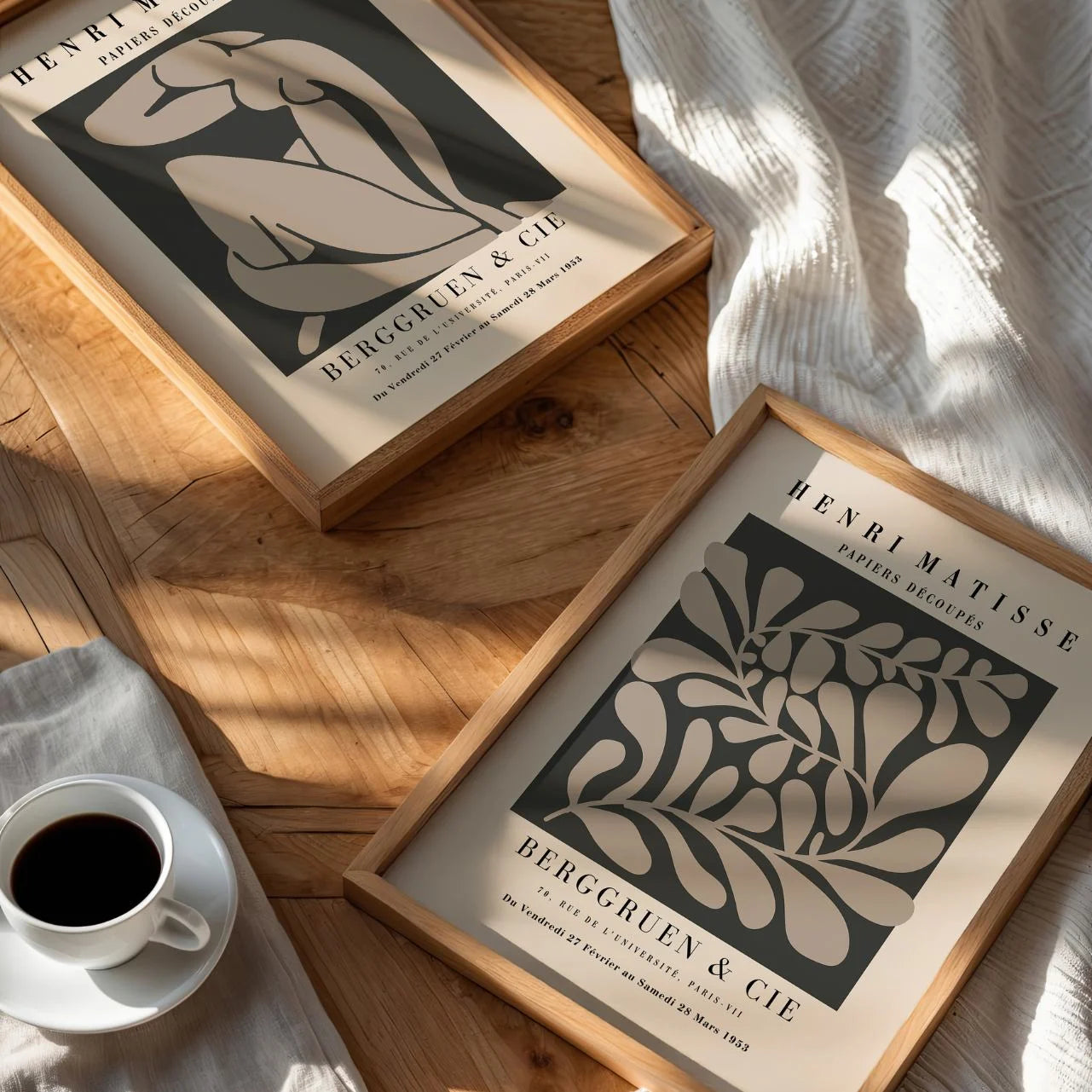 Set of 2 Matisse Taupe Botanical Forms Posters