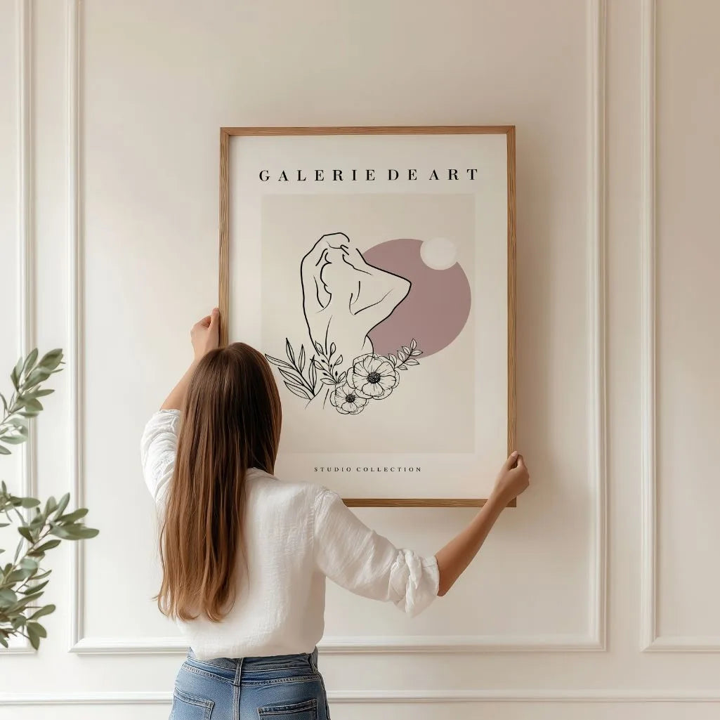 Line Art Floral Silhouette Poster