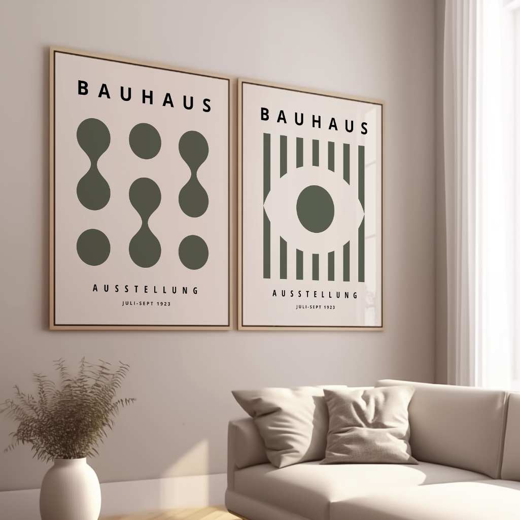 Bauhaus Olive Green Poster Set of 2