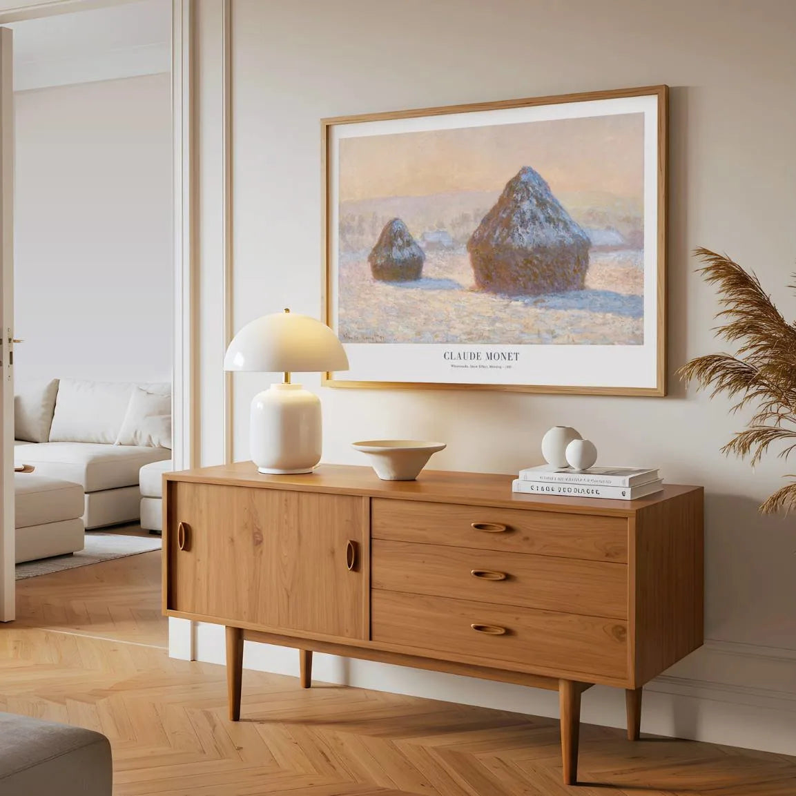 Claude Monet Wheatstacks Snow Morning Poster