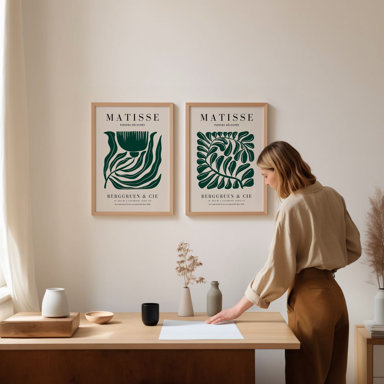Set of 2 Matisse Green Elegant Compositions Posters