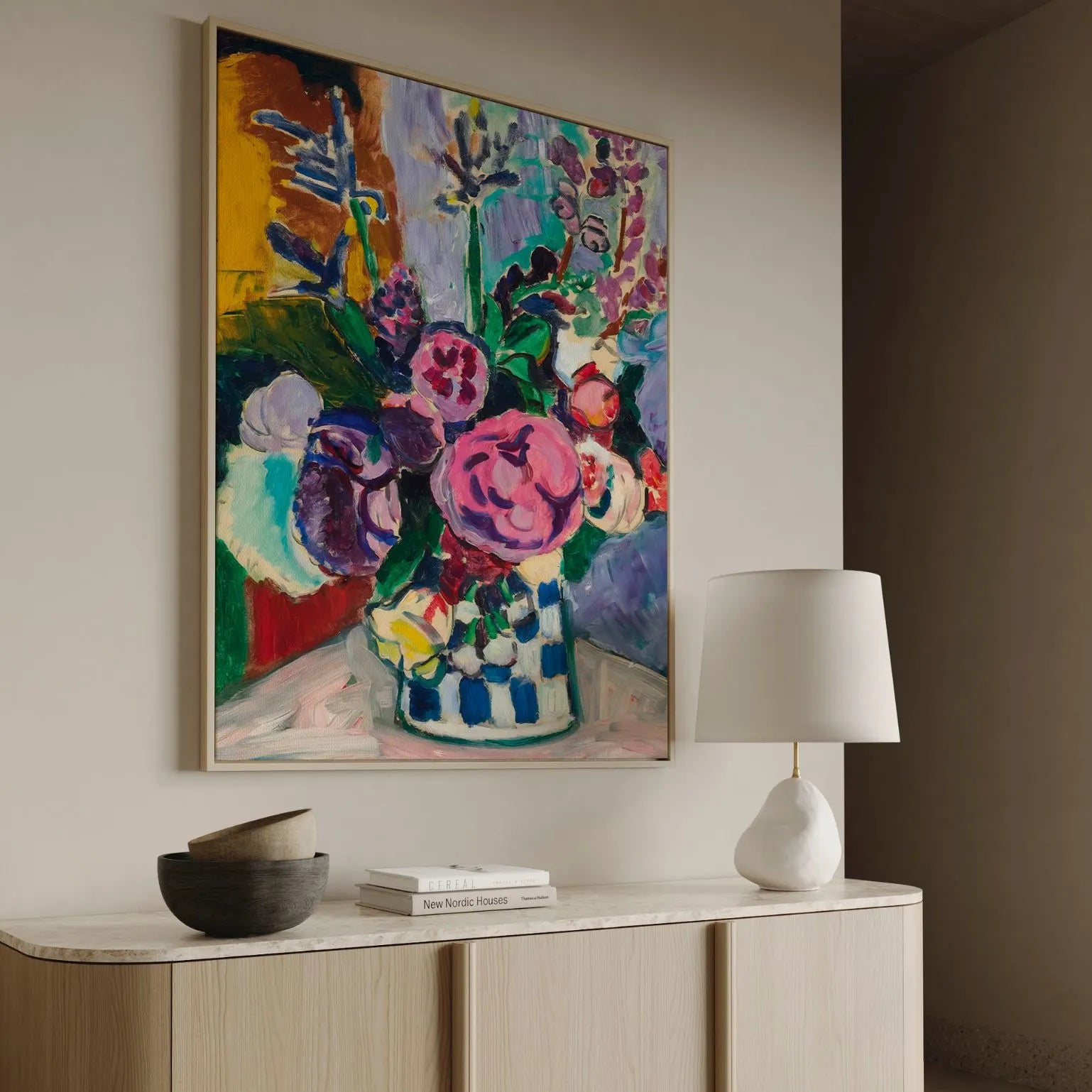 Framed Canvas Print Les Pivoines