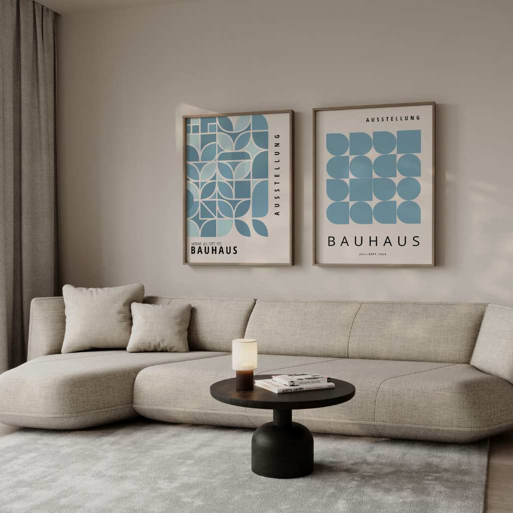 Bauhaus Blue Poster Set of 2