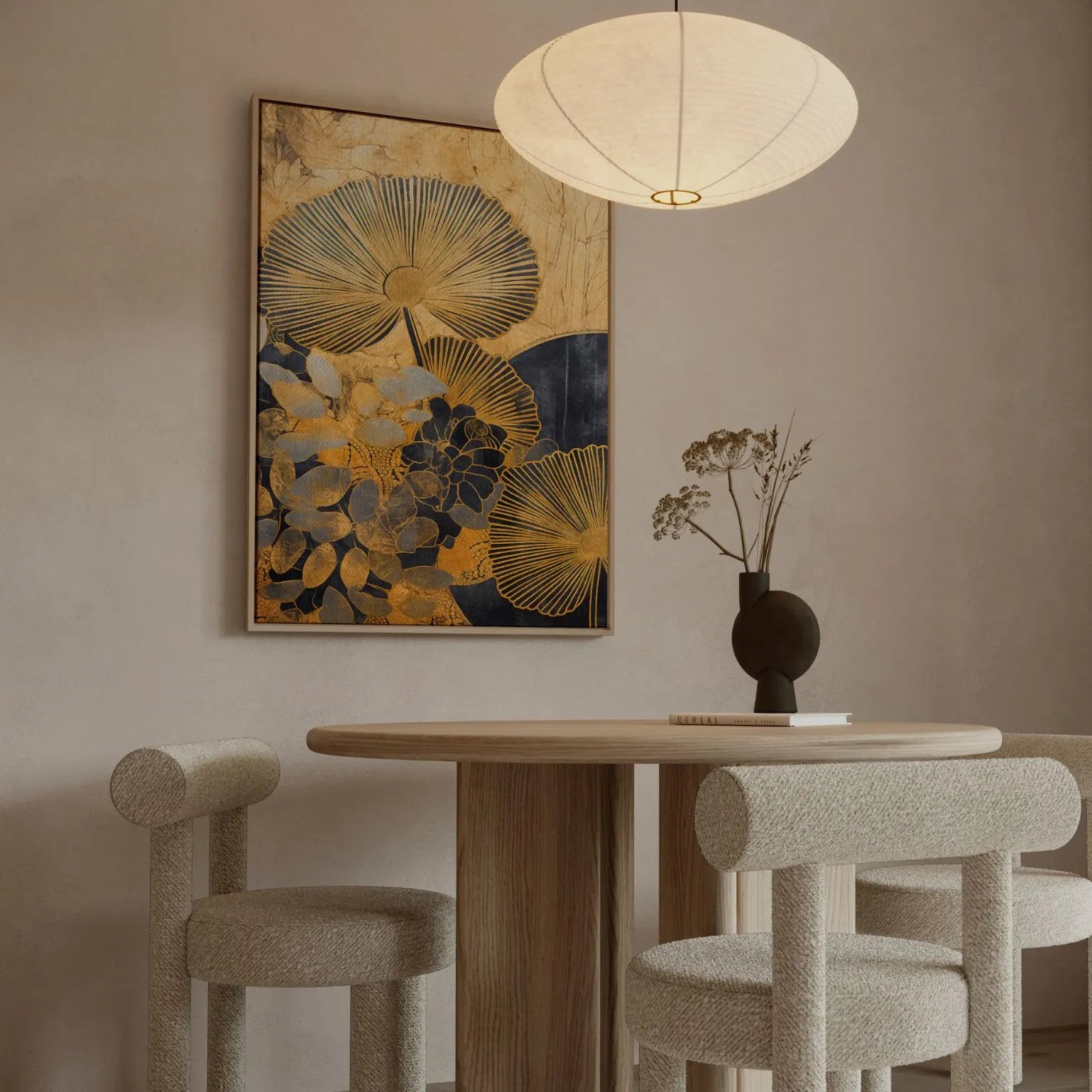 Framed Canvas Print Golden Leaves