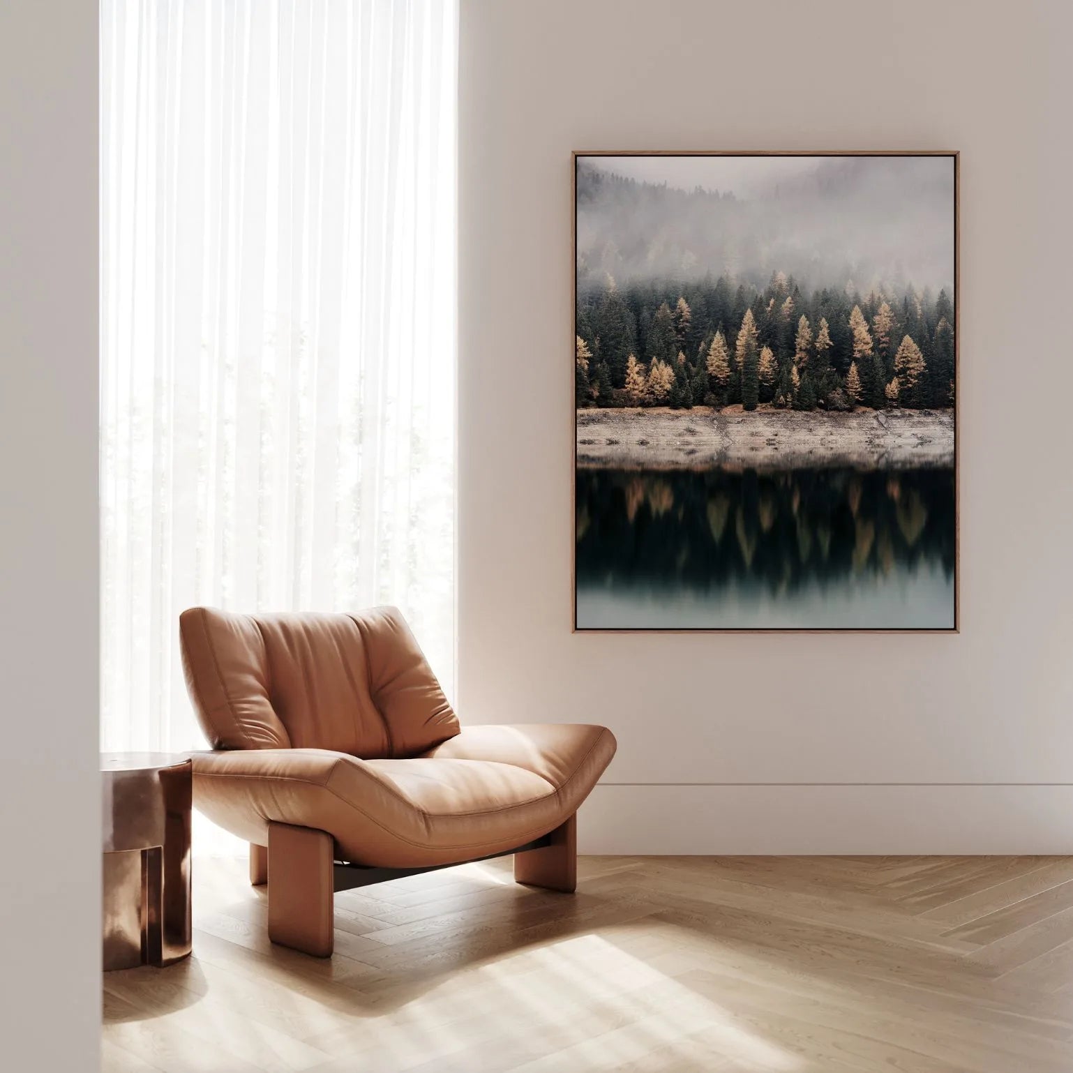 Framed Canvas Print Morning Fog Lake