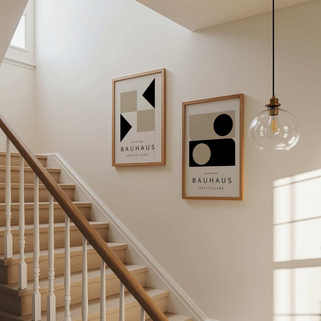 Bauhaus Beige and Black Poster Set of 2