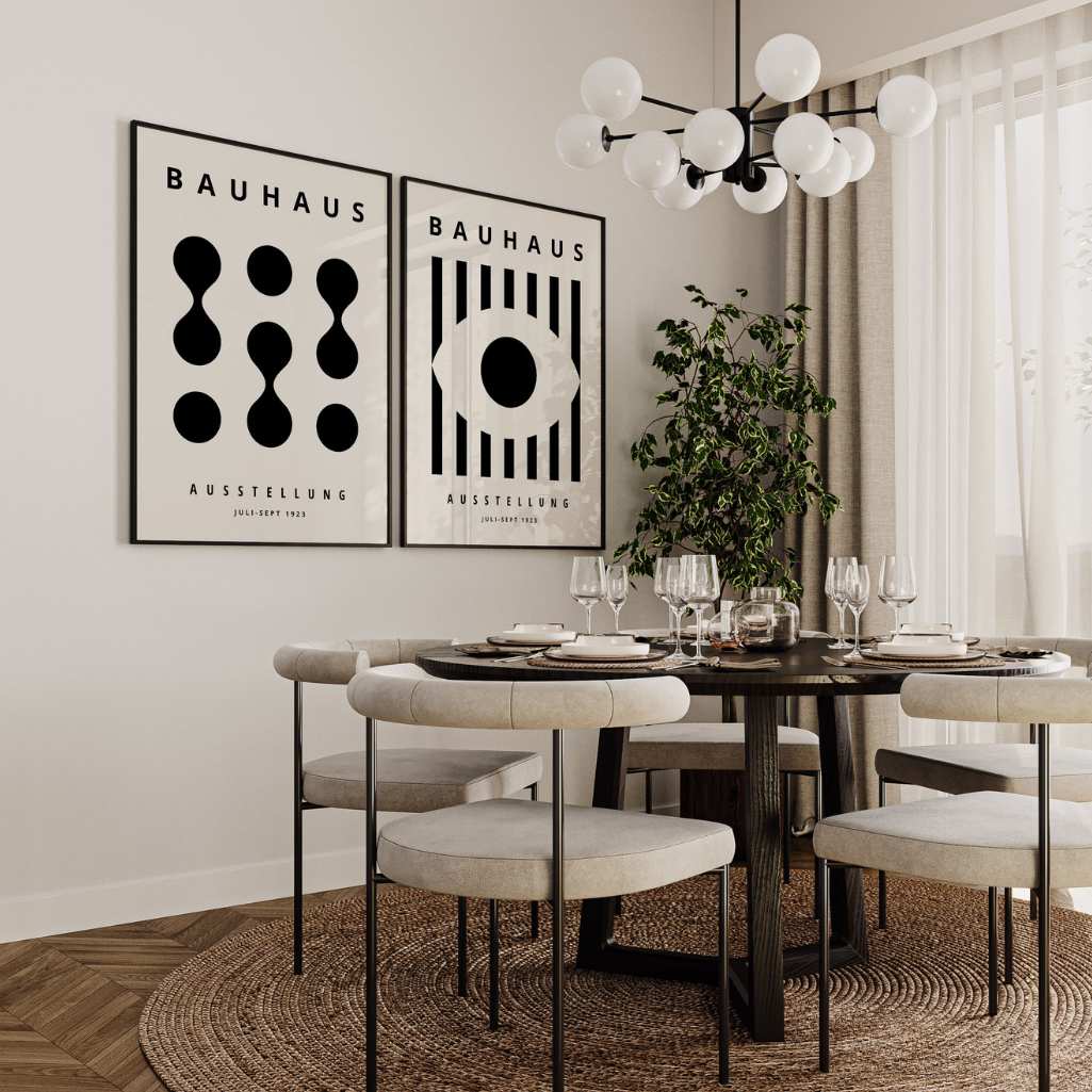 Bauhaus Black and Beige Poster Set of 2
