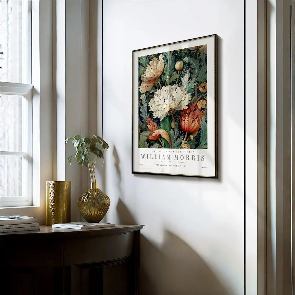 William Morris Cream and Red Flowers Poster