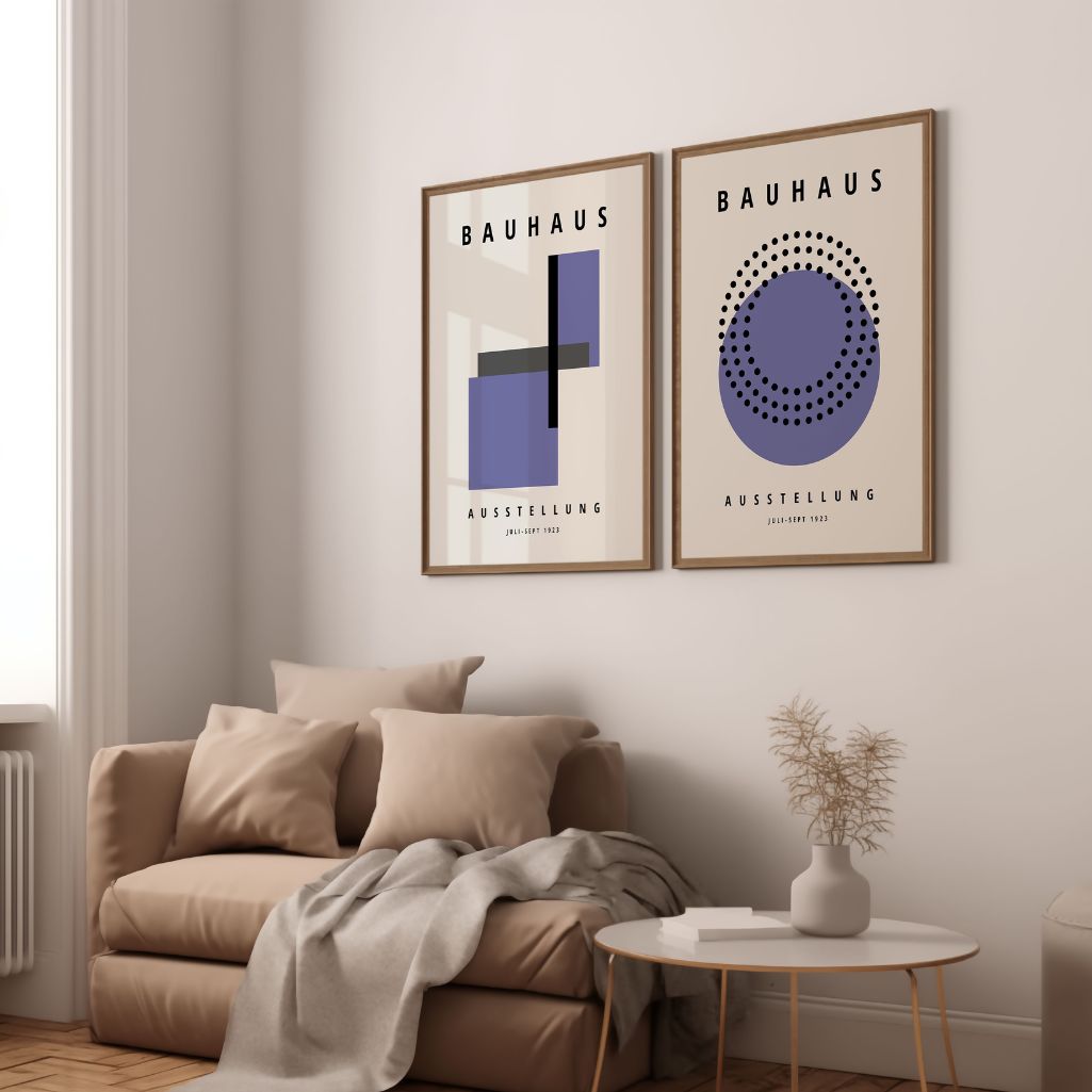 Bauhaus Purple Forms Poster Set of 2