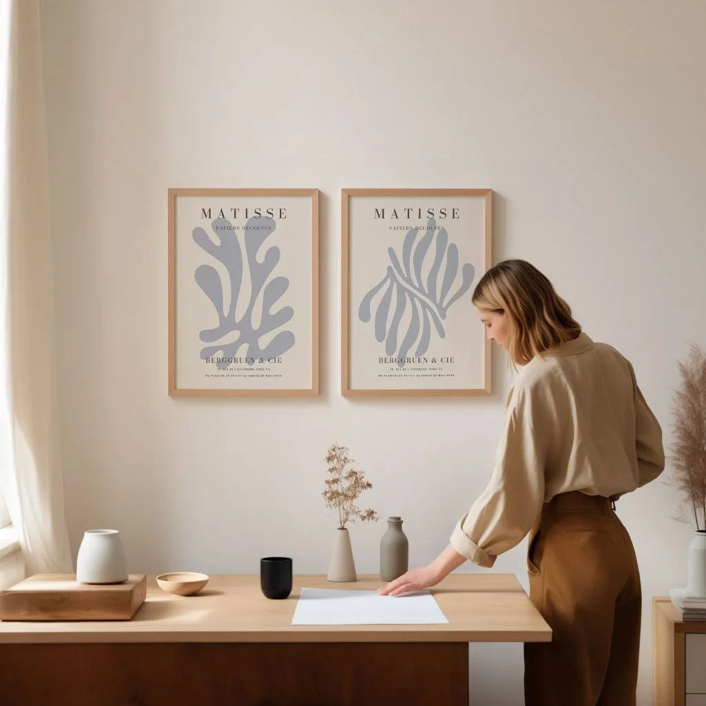 Matisse Light Blue Organic Art Poster Set of 2