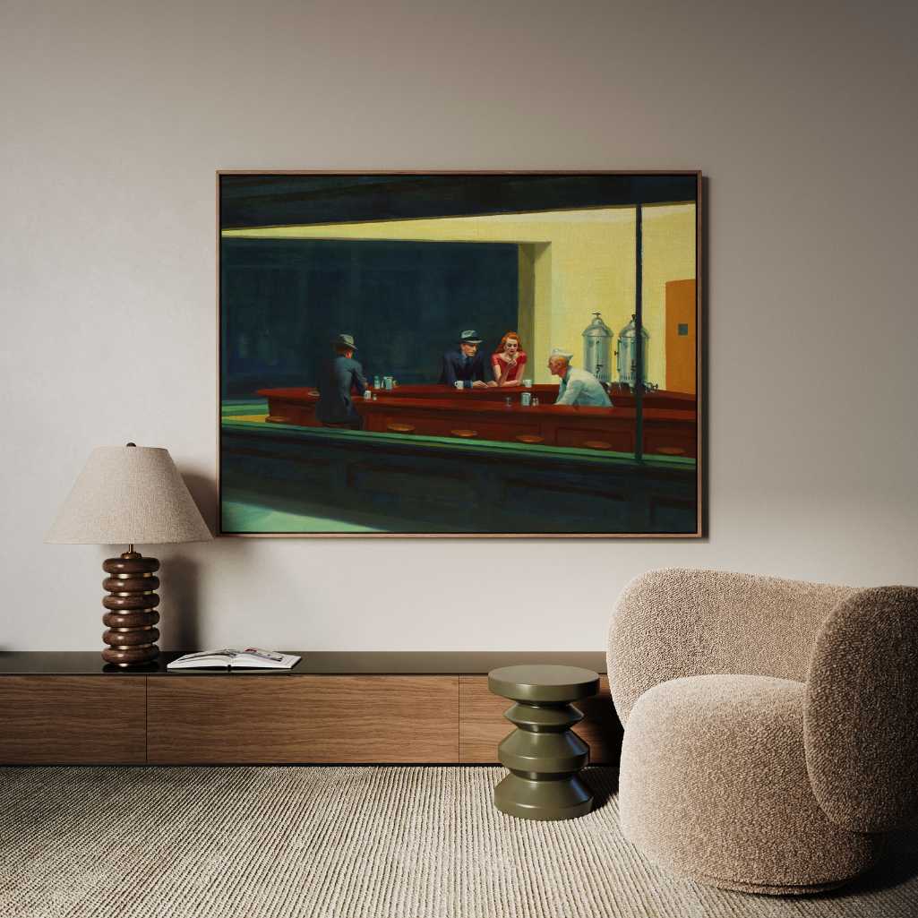 Framed Canvas Print Nighthawks