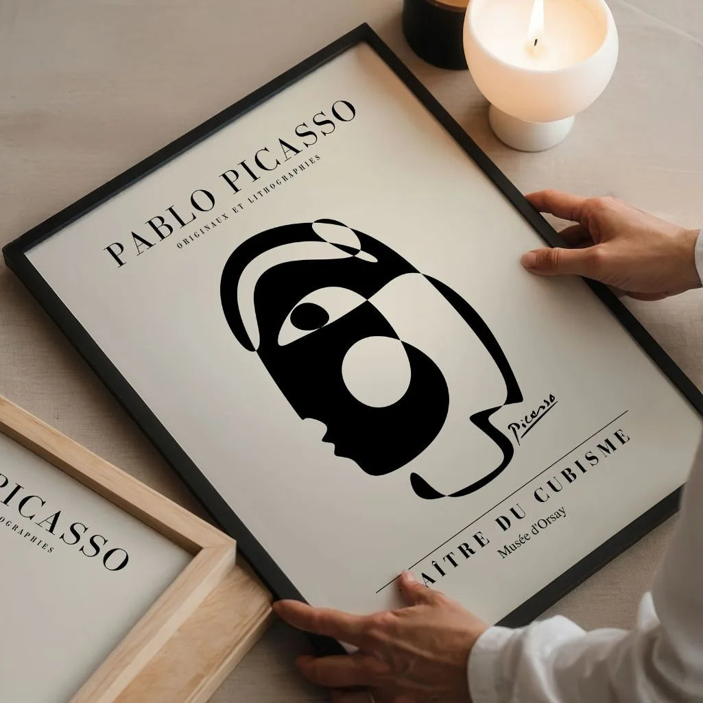 Picasso-Inspired Geometric Face Poster