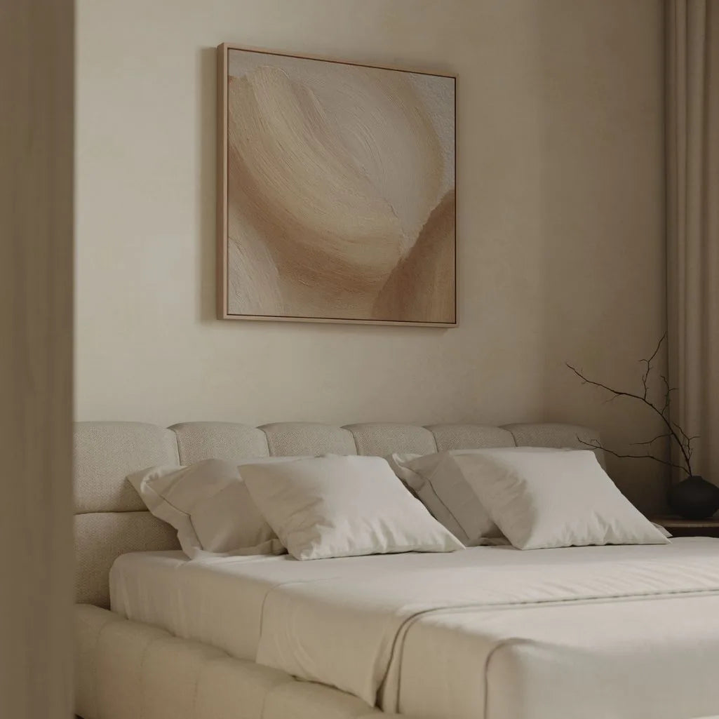 Framed Canvas Print Beige Waves